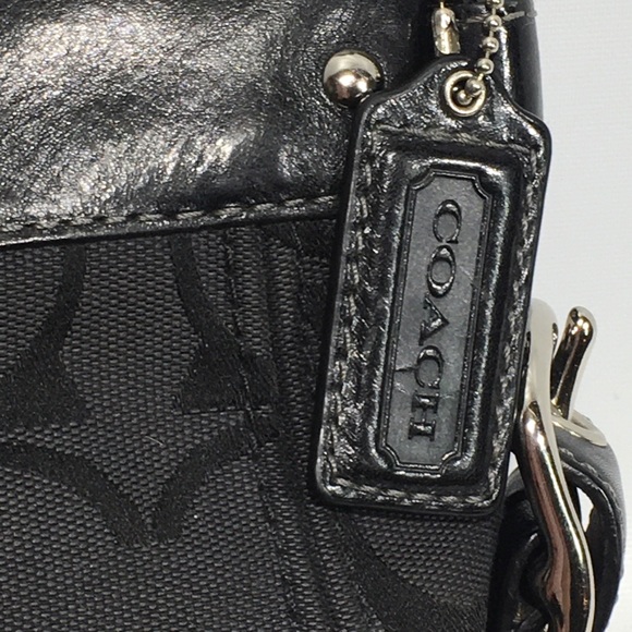 Coach Zoe Signature Jaquard Black Bag Silver Trim Large Excellent NO F0866-12667 - Picture 4 of 9